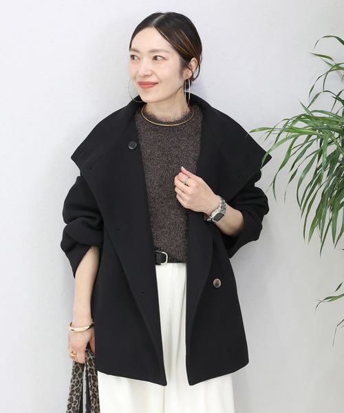 Aletta vita ステンカラーコート コート メルトンスタンドカラーミドル