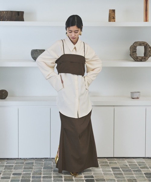ブラウス シャツ ビッグカフスサテンオーバーシャツ レディース ビッグカフスサテンオーバーシャツ（シャツ/ブラウス）｜AIC