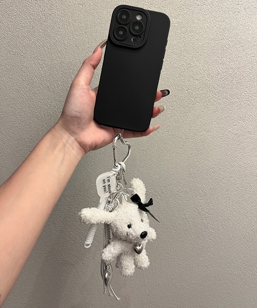 Revo. チャーム ハート カラビナ付き ボア ドッグ マルチチャーム 犬