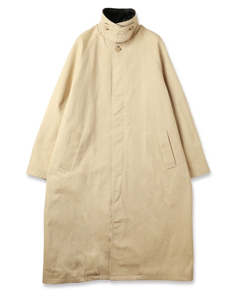 ステンカラーコート コート LEATHER COLLAR FADE OVER COAT メンズ レディースの画像