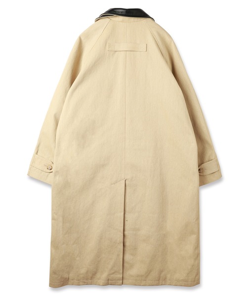 ステンカラーコート コート LEATHER COLLAR FADE OVER COAT メンズ レディースの画像
