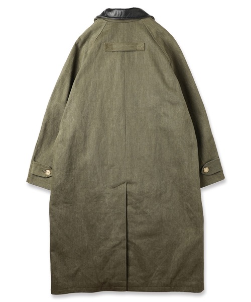 ステンカラーコート コート LEATHER COLLAR FADE OVER COAT メンズ レディースの画像