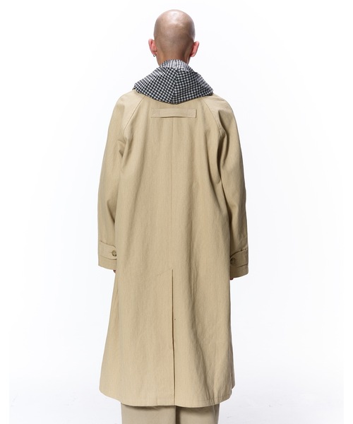 ステンカラーコート コート LEATHER COLLAR FADE OVER COAT メンズ レディースの画像