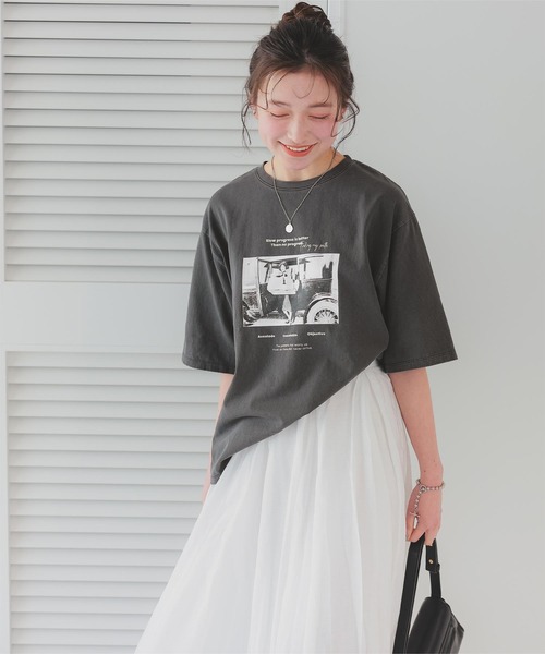 titivate tシャツ オーバーサイズピグメントフォトプリントT