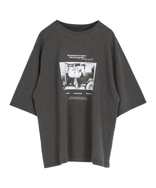 titivate tシャツ オーバーサイズピグメントフォトプリントT