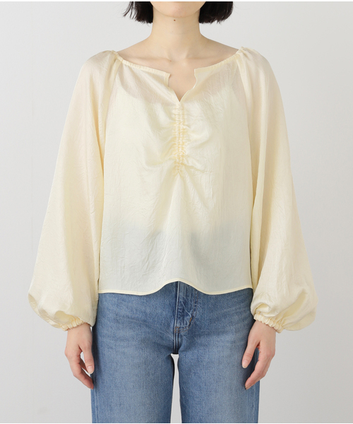 美品　25SS noble ノーブル　ラスタークリースツイルパフブラウス ラスタークリースツイルパフブラウス（シャツ／ブラウス
