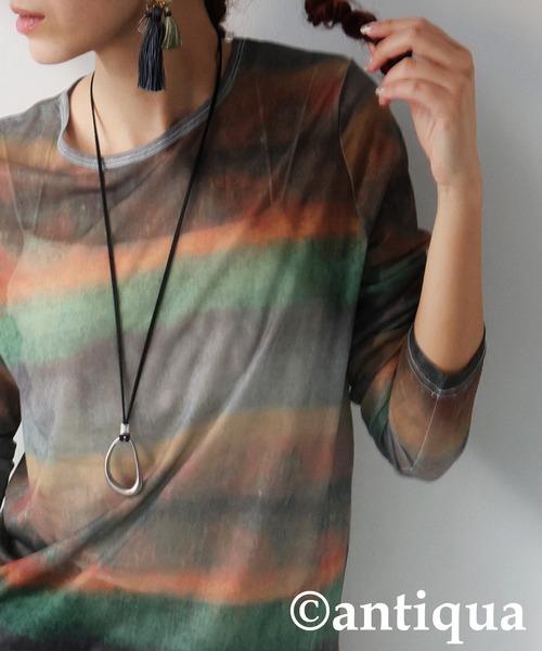 antiqua（アンティカ） tシャツ ニュアンス柄シアートップス 