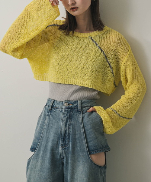 CROCH 売れ筋商品|||クロッチ ニット&セーター アウター レディース Sweaters Yellow SENSE OF PLACE by URBAN RESEARCH ニット セーター メッシュ