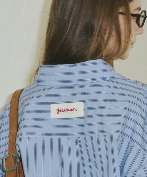GIUNON ブラウス シャツ 2way embroidery stripe shirts / 2way エン 
