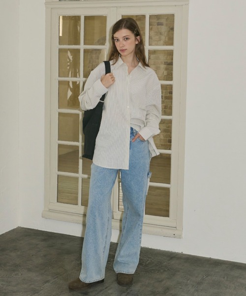 GIUNON ブラウス シャツ 2way embroidery stripe shirts / 2way エン 