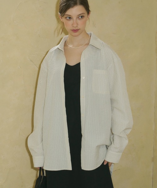 GIUNON ブラウス シャツ 2way embroidery stripe shirts / エン GIUNON ブラウス シャツ 2way embroidery stripe shirts / エン