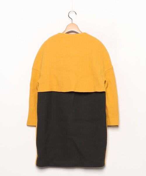 「D-due」 ノーカラーコート - イエロー レディース_画像2