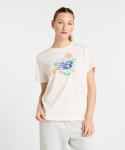 tシャツ カラーフラワーＴシャツ レディース New Balance tシャツ フラワー グラフィックショートスリーブT