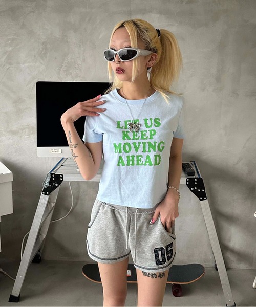 sedacle girl tシャツ ラインストーン付きピチT レディース