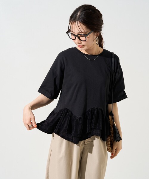 定価24200円 異素材フロッキーグラデーション　リネンシャツ　トーキング シアー フロッキー Tシャツ（Tシャツ/カットソー）｜green label