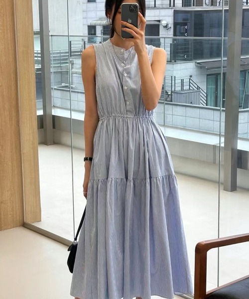 ワンピース バンドカラーノースリーブワンピース : ZOZOTOWN Yahoo!店