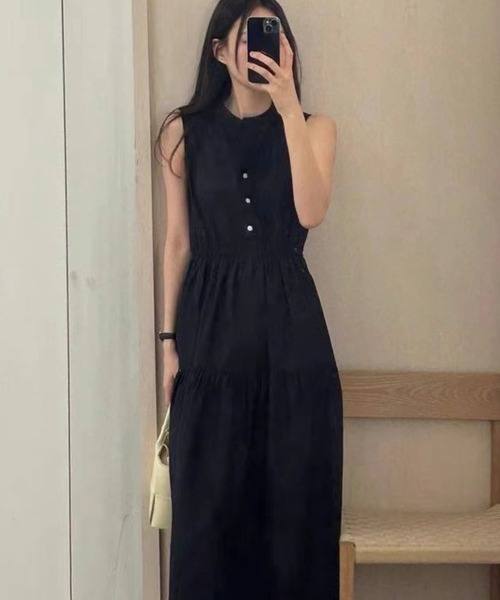 ワンピース バンドカラーノースリーブワンピース : ZOZOTOWN Yahoo!店