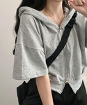パーカー 夏 着回し力バツグン!ショート丈 ダ...の詳細画像4