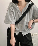 パーカー 夏 着回し力バツグン!ショート丈 ダ...の詳細画像2