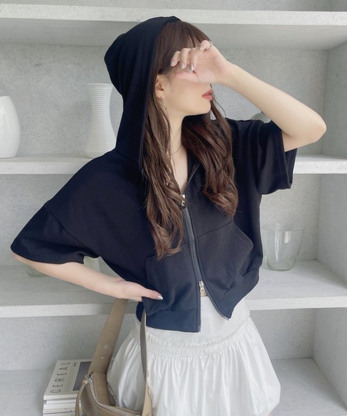 PUTUMAYO 半袖 ダブルジップパーカー 半袖ダブルZIPコンパクトパーカー【一部店舗限定】｜WEGO