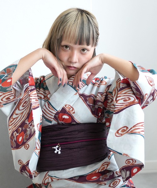 utatane 浴衣3点セット 綿麻 モノクロ点描麻の葉 UTATANE | 浴衣3点セット 綿麻 モノクロ点描麻の葉 - Buyee, an