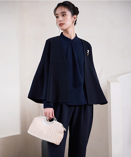 ネイビー パンツスーツ フレアスリーブ Retica（レティカ） セットアップ スーツセット レディース フレア