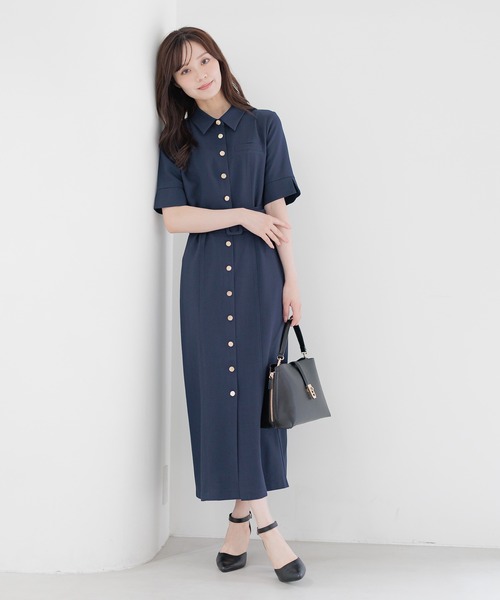 Aラインワンピース Andemiu ワンピース キンボタンIラインワンピース494095