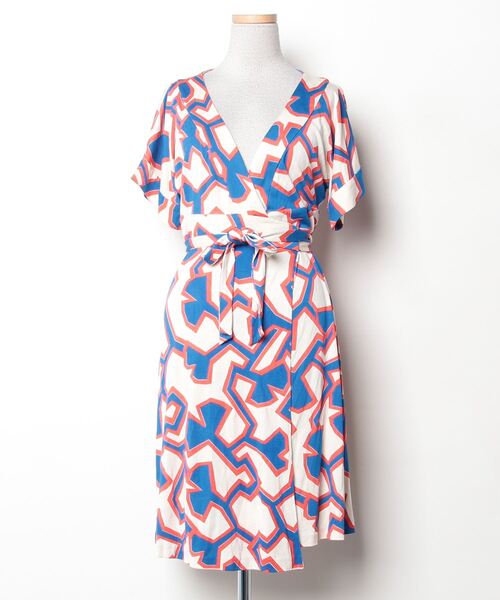 「DIANE von FURSTENBERG」 ボーダー柄カーディガン 4 ブルー レディース