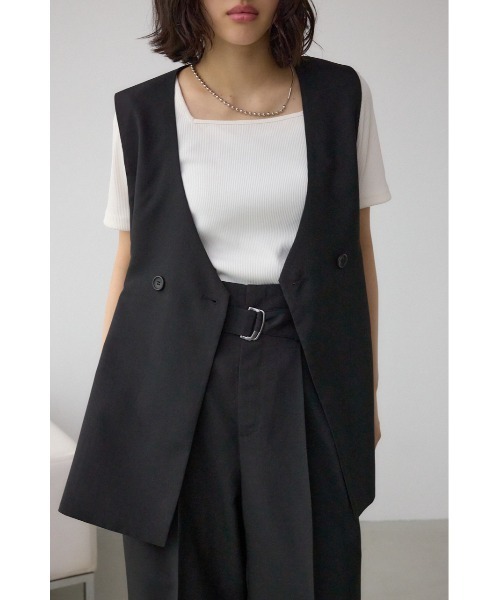 未使用品♪ cen. パイピング　リネンライク　ベスト　ジレ ⭐︎最終値下げ⭐︎パイピングリネンライクジレ（cen.）