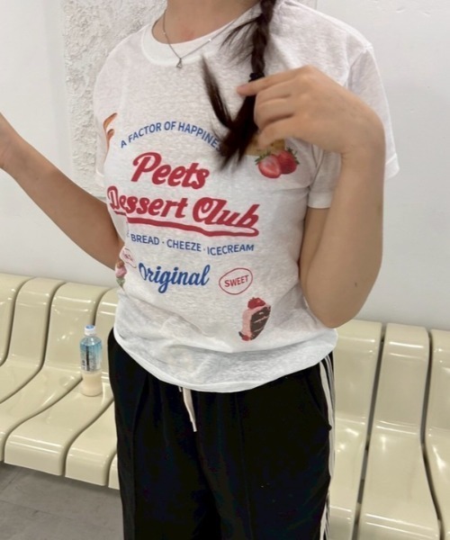 tシャツ ipugo/イプゴ スラブ生地スウィートTEE レディース ipugo tシャツ ipugo/イプゴ スラブ生地スウィートTEE