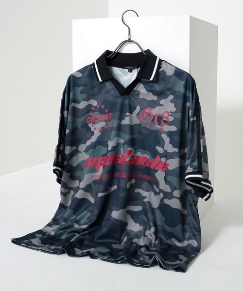 Revo. tシャツ オーバーサイズ サッカー ユニフォームデザイン ポロ襟