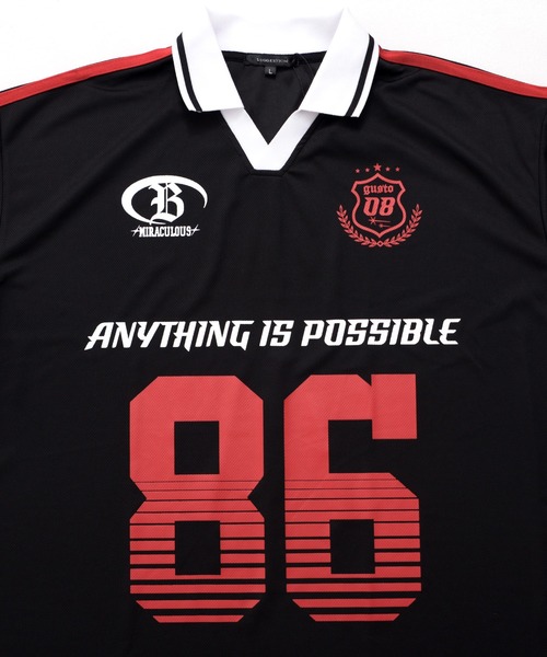 Revo. tシャツ オーバーサイズ サッカー ユニフォームデザイン ポロ襟