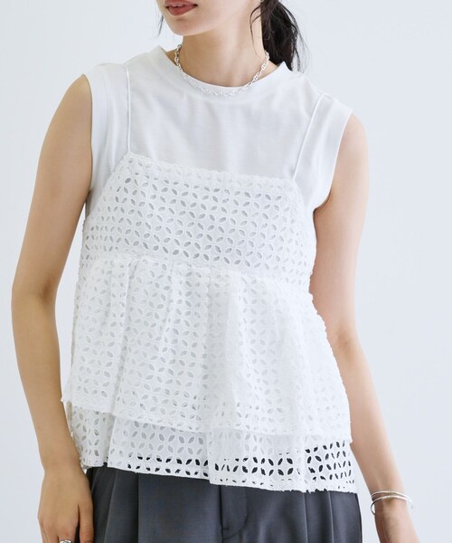 tシャツ ティアードキャミSETカットソー レディース