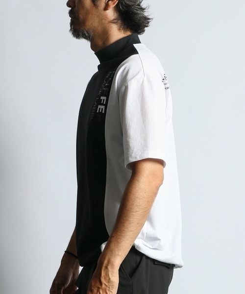 tシャツ 「BLACK LABEL」”A-PACK” MOCK NECK TEE：鹿の子/ドットメッシュ モックネックTEE メンズの画像