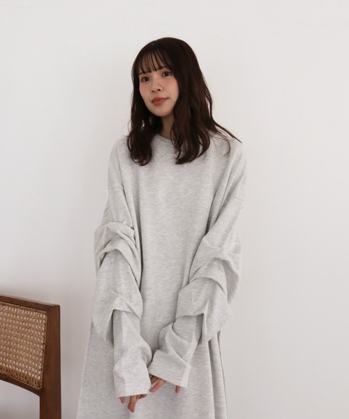 mic by Olu. 「mic Olu.」 長袖ワンピース 1 ライトグレー mic by Olu. 「mic Olu.」 長袖ワンピース 1 ライトグレー