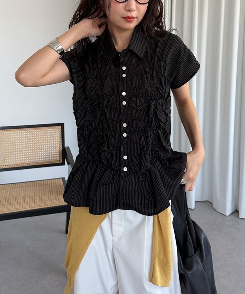ブラウス シャツ gather design blouse / ギャザーデザインブラウス レディース