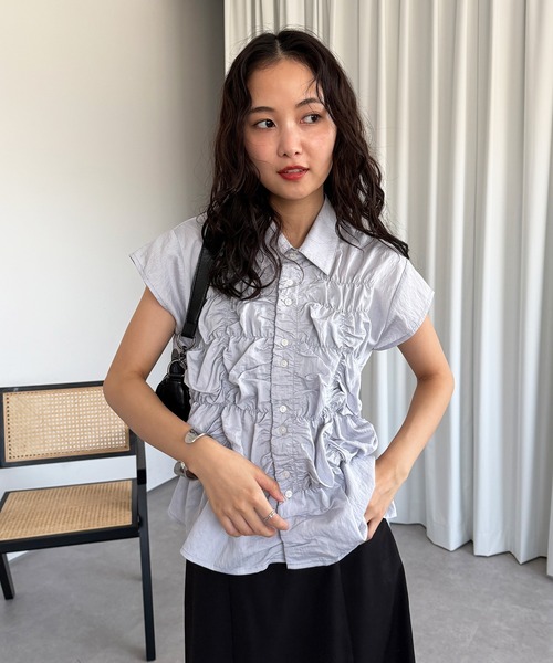 MUHET ブラウス シャツ gather design blouse / ギャザー