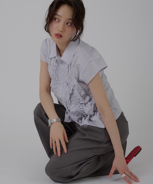 MUHET ブラウス シャツ gather design blouse / ギャザー