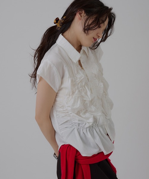 ブラウス シャツ gather design blouse / ギャザーデザインブラウス レディース MUHET ブラウス シャツ gather design blouse / ギャザー