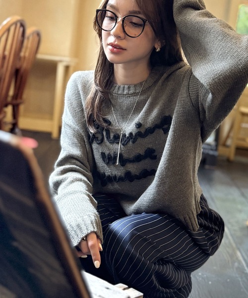 秋セーター♡美品 最高級ライン♡洗えるニットカットソー ロゴプレート付40 classicalelf（クラシカルエルフ） ニット セーター 「mily bilet
