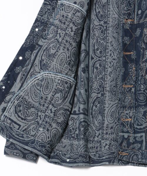 デニムジャケット gジャン 「WARAIJOGO」ペイズリー柄デニムビッグG