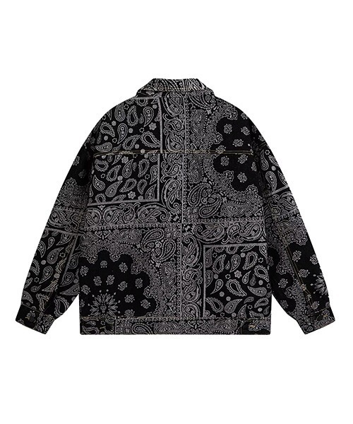 デニムジャケット gジャン 「WARAIJOGO」ペイズリー柄デニムビッグG