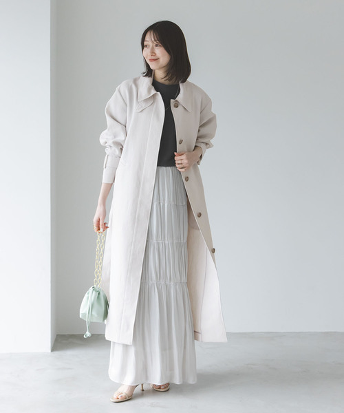 「NOBLE」 ステンカラーコート 36 ベージュ レディース_画像4