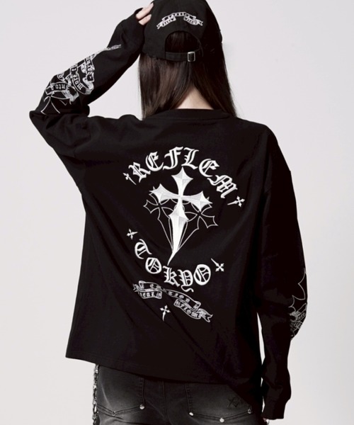『REFLEM/レフレム』クロス刺繍Tシャツ REFLEM/レフレム』クロス刺繍Tシャツ/ハーフスリーブカットソー