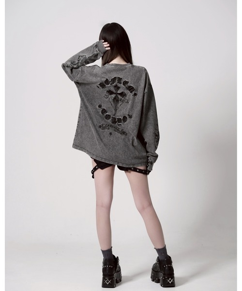 レフレム クロス刺繍半袖Tシャツ グレー REFLEM レフレム クロス刺繍半袖Tシャツ グレー