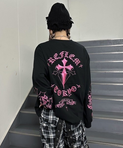 REFLEM tシャツ 「REFLEM/レフレム」クロス刺繍L/S Tee/ロング