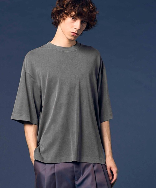 MAISON SPECIAL メゾンスペシャル　オーバーTシャツ UNISEX》Chemical Over-Dye Prime-Over Half Zip T-Shirts
