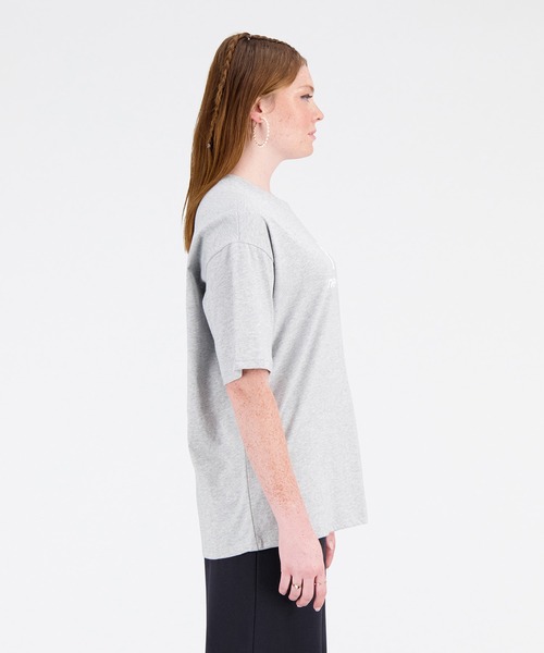 「New Balance」 半袖Tシャツ MEDIUM ライトグレー レディース