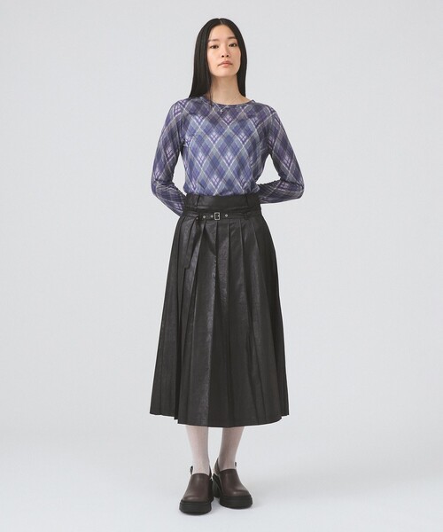 Ray BEAMS レザーライクプリーツ スカート 新品 Ray BEAMS（レイ ビームス） スカート レザーライクプリーツ スカート