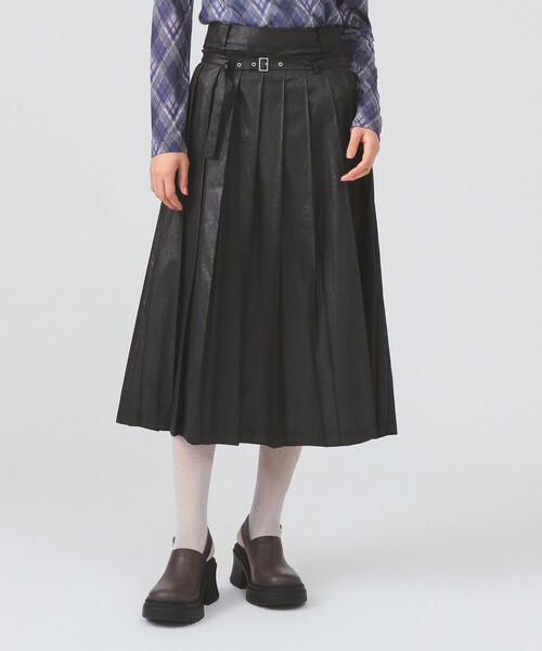 Ray BEAMS レザーライクプリーツ スカート 新品 Ray BEAMS（レイ ビームス） スカート レザーライクプリーツ スカート